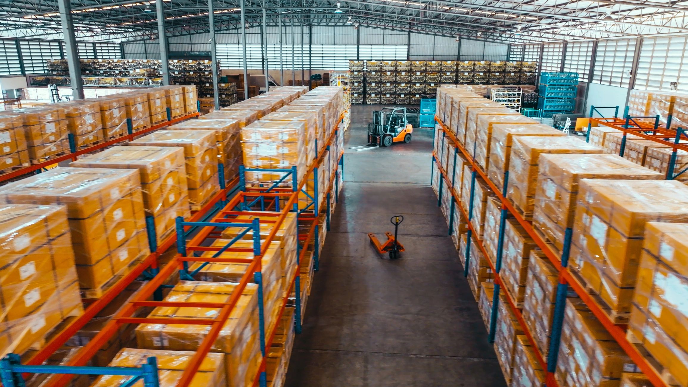 Warehouse shelves and logistics operations